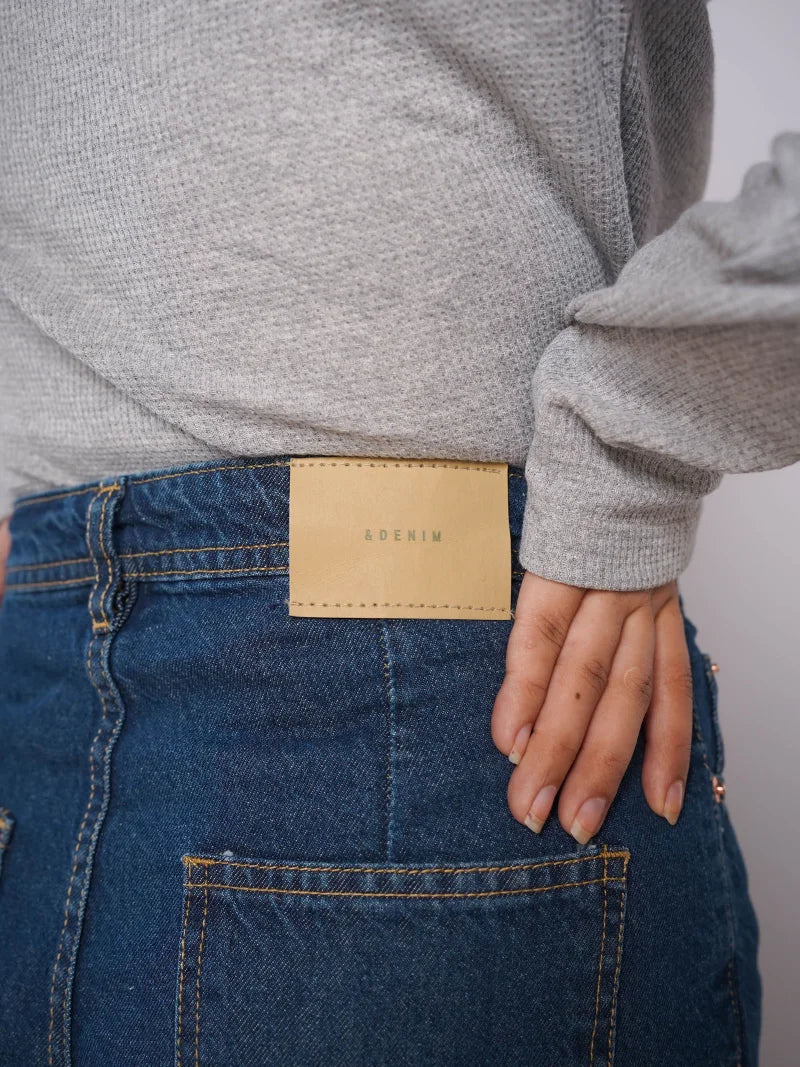 D600 - Indigo Blue High Waist Wide Leg Cargo Jeans