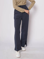 D600 - Navy Blue Wide Leg Slit Trousers