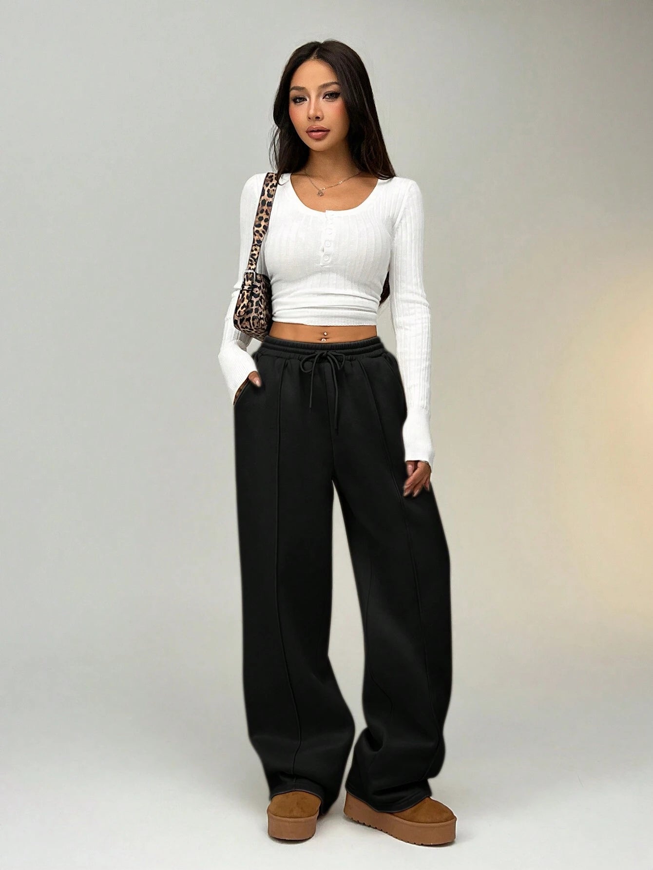 Wide Leg High-Waist Sweatpant