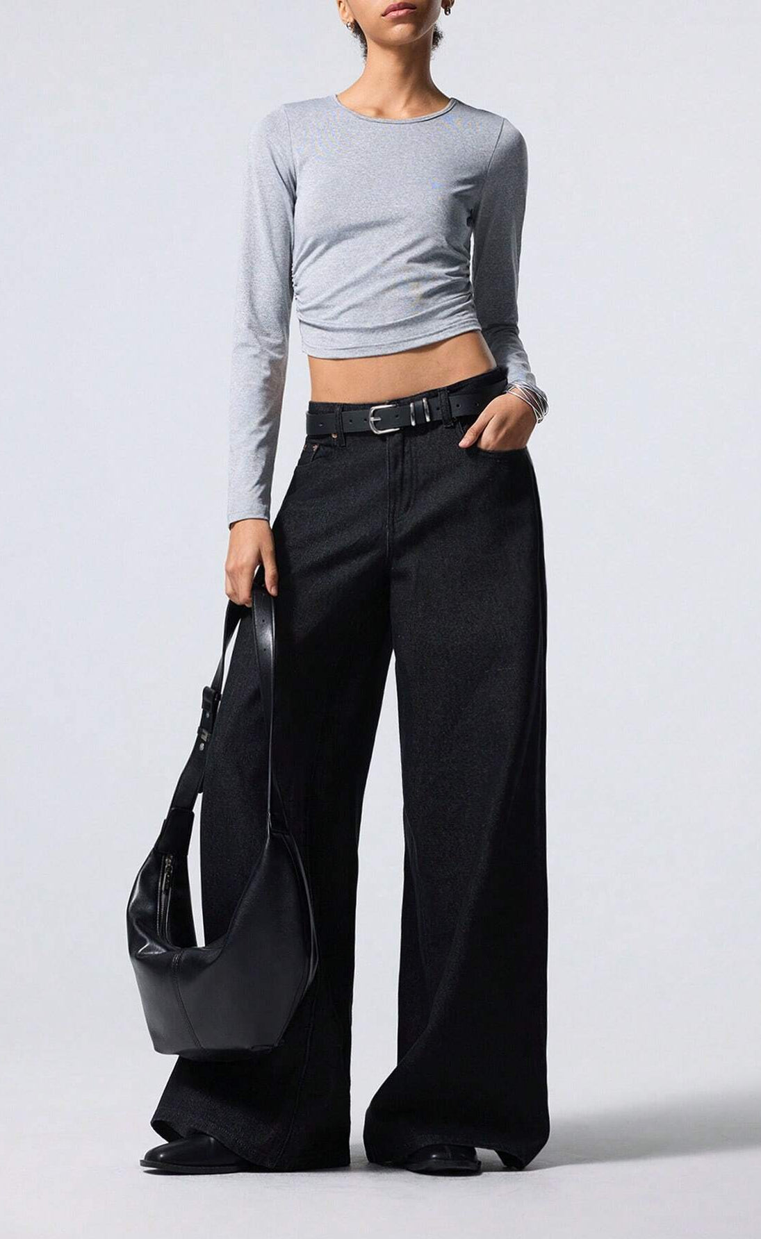 Baggy Palazzo Wide Leg Jeans - Black
