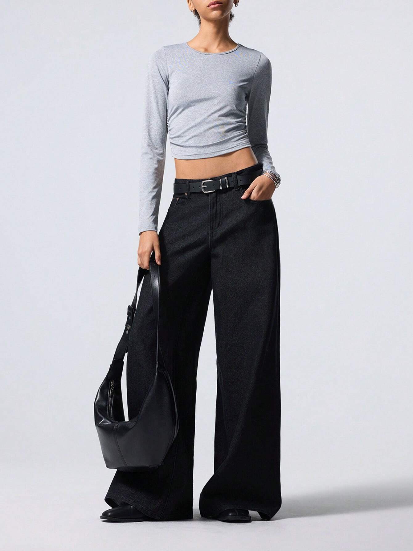 Baggy Palazzo Wide Leg Jeans - Black