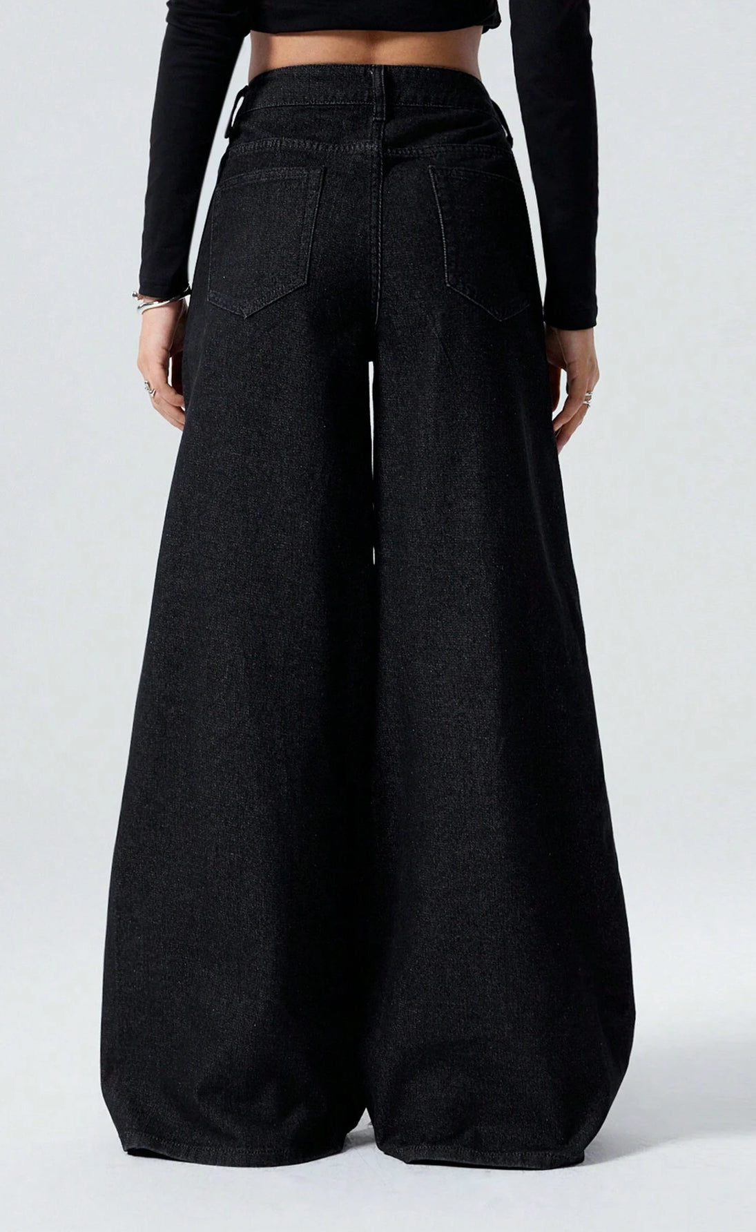 Baggy Palazzo Wide Leg Jeans - Black