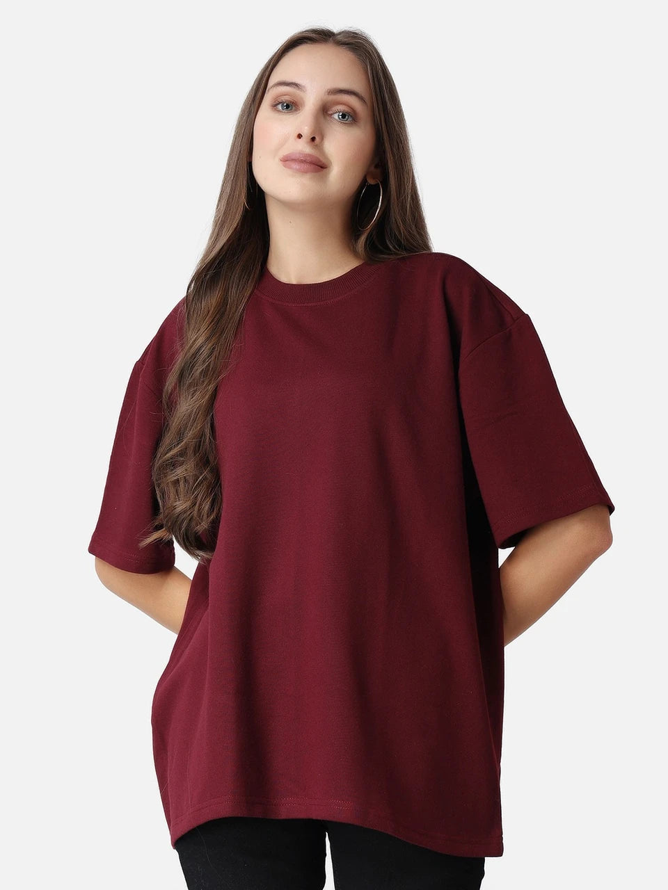Basic Oversized Tee - Maroon