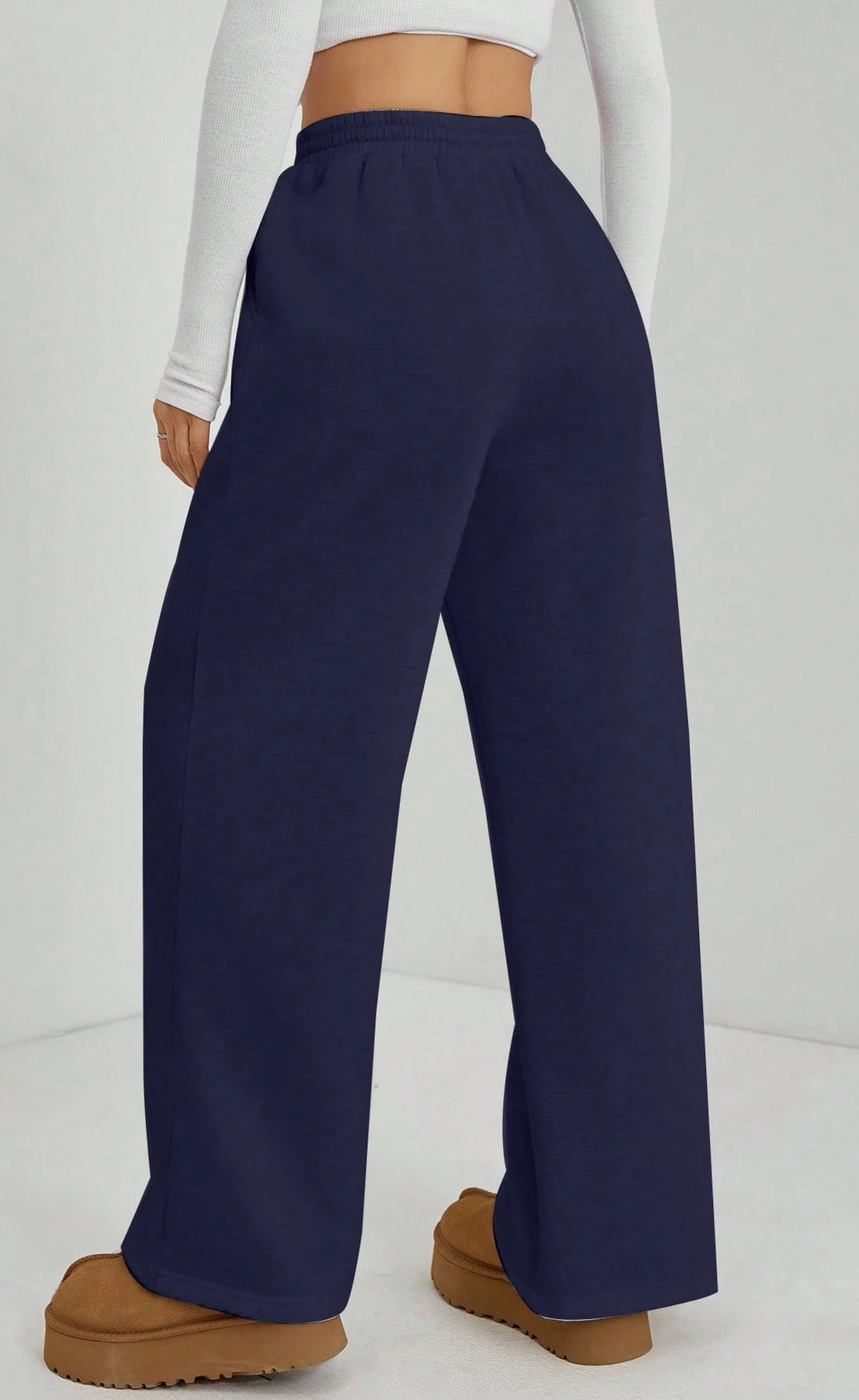 Front-Seam Wide-Leg Trouser - Navy Blue