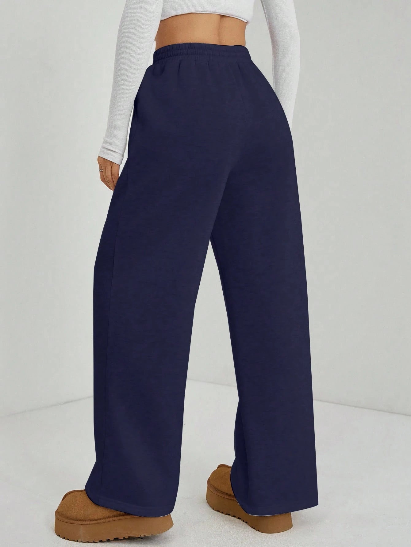 Front-Seam Wide-Leg Trouser - Navy Blue