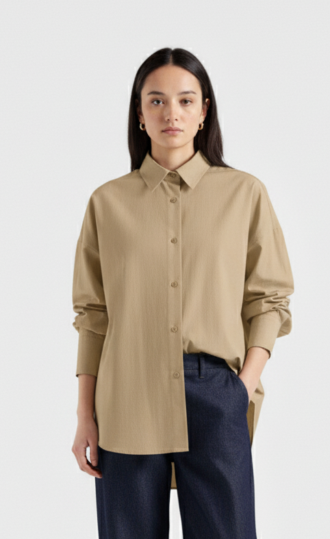 D600 Oversized Essentials Shirt – Dark Beige