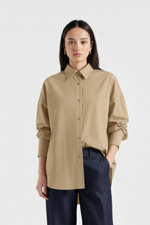 D600 Oversized Essentials Shirt – Dark Beige
