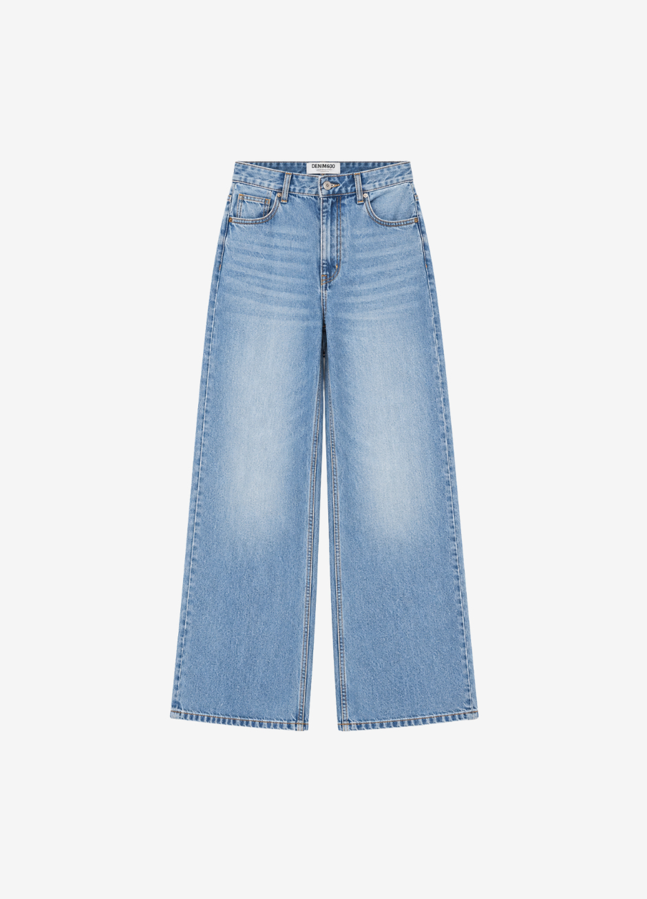 Blue High Rise Extra Wide Leg Jeans