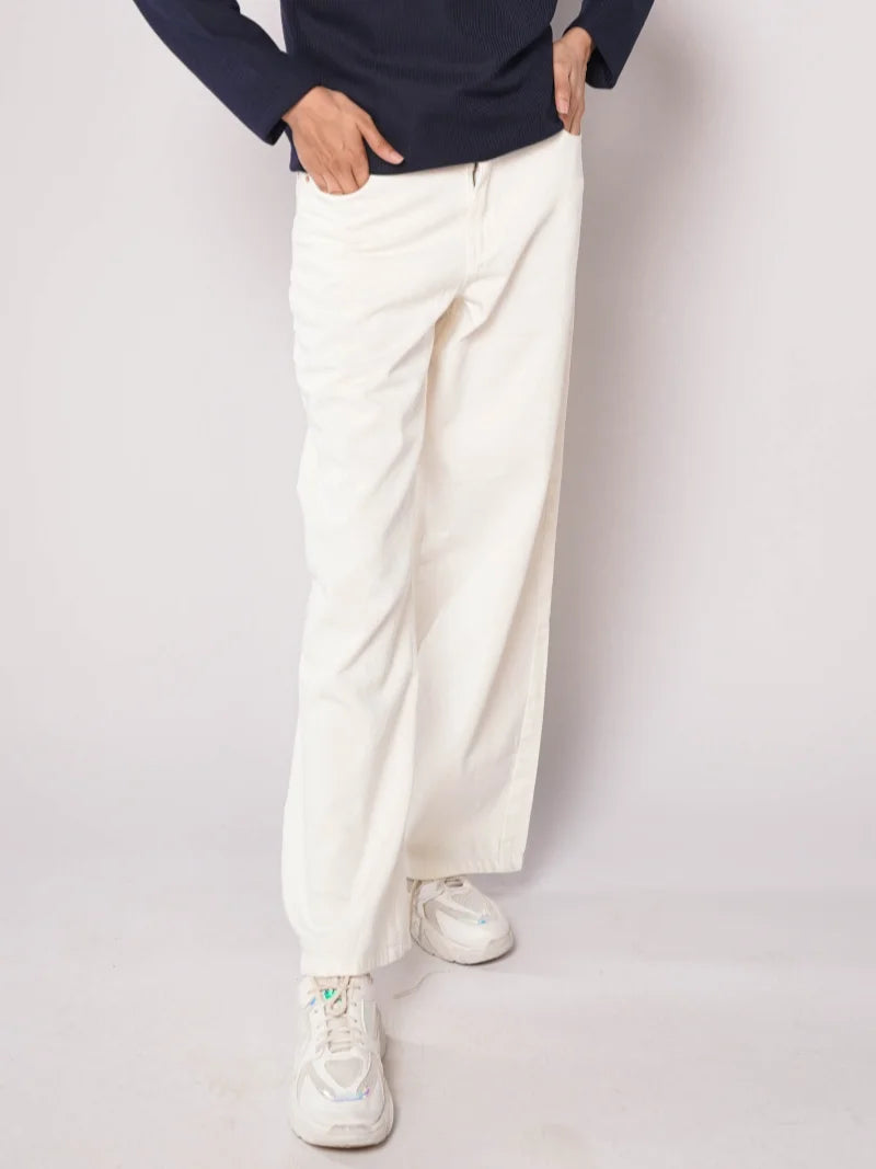 D600 - White High Waist Wide Leg Jeans