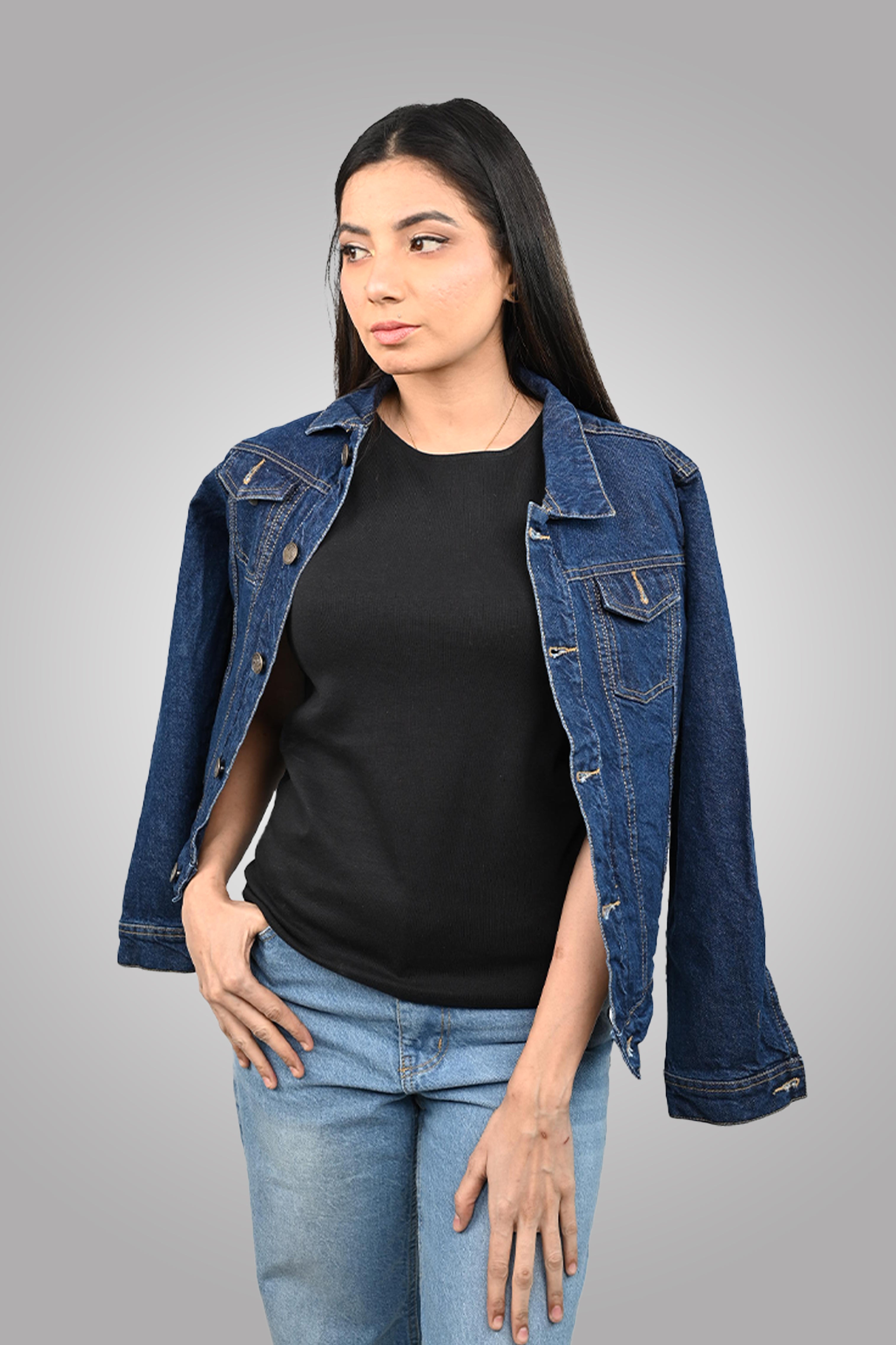 Classic Women's Denim Jacket | Dark Blue