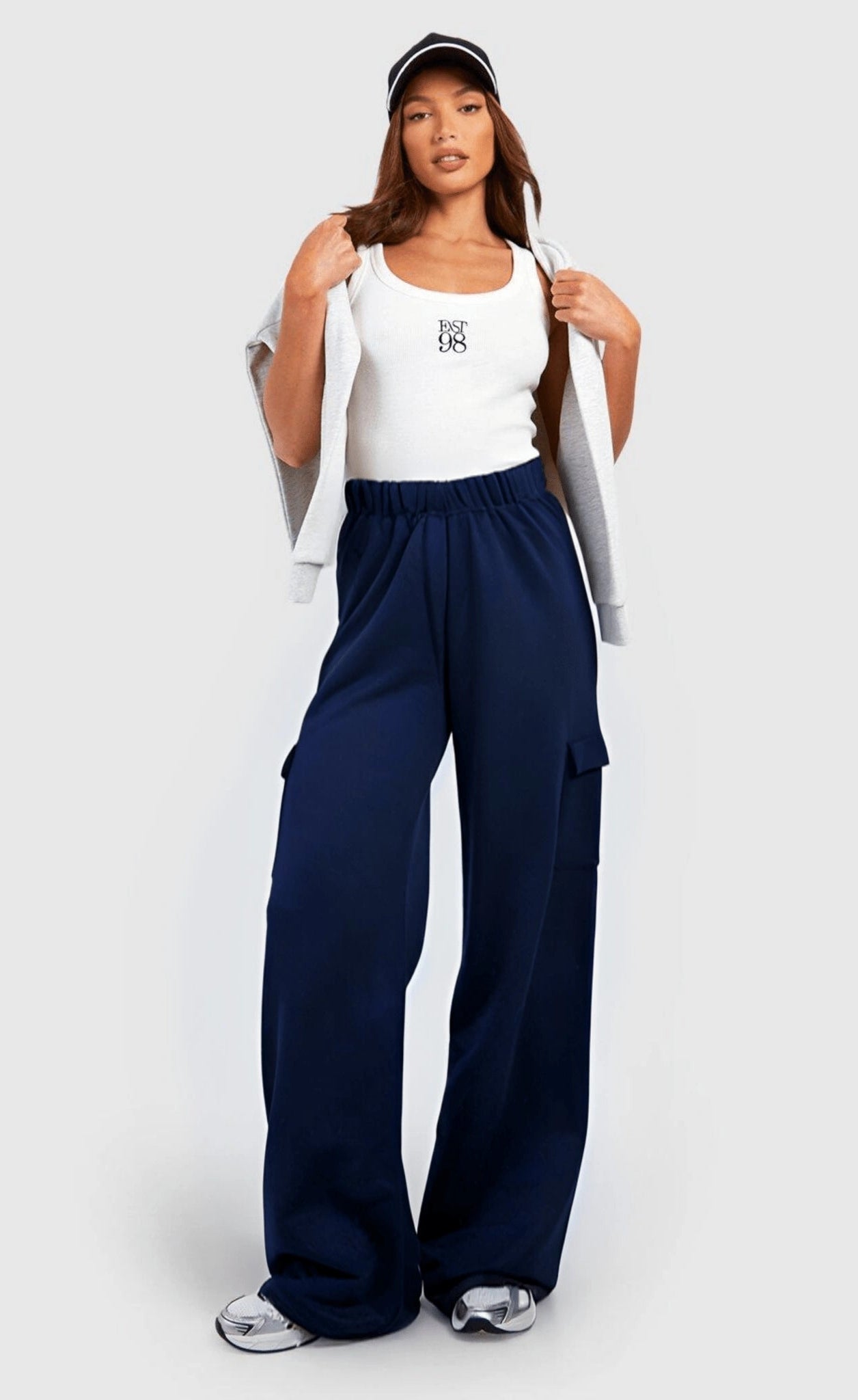 D600 Baggy Wide-Leg Cargo – Navy Blue - Summer Fit