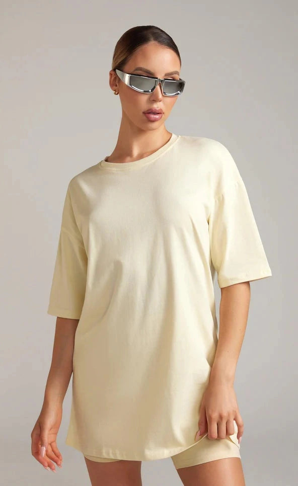 Basic Oversized Tee - Off White Beige
