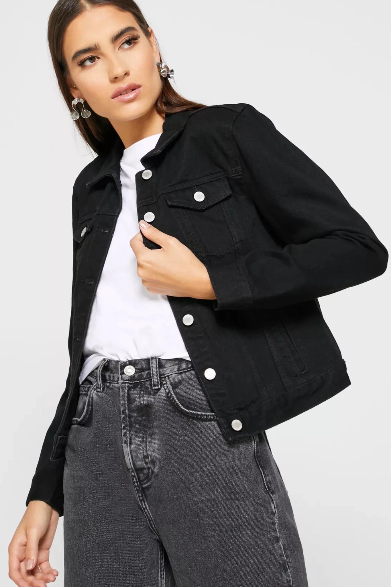 D600 PURE BLACK DENIM JACKET