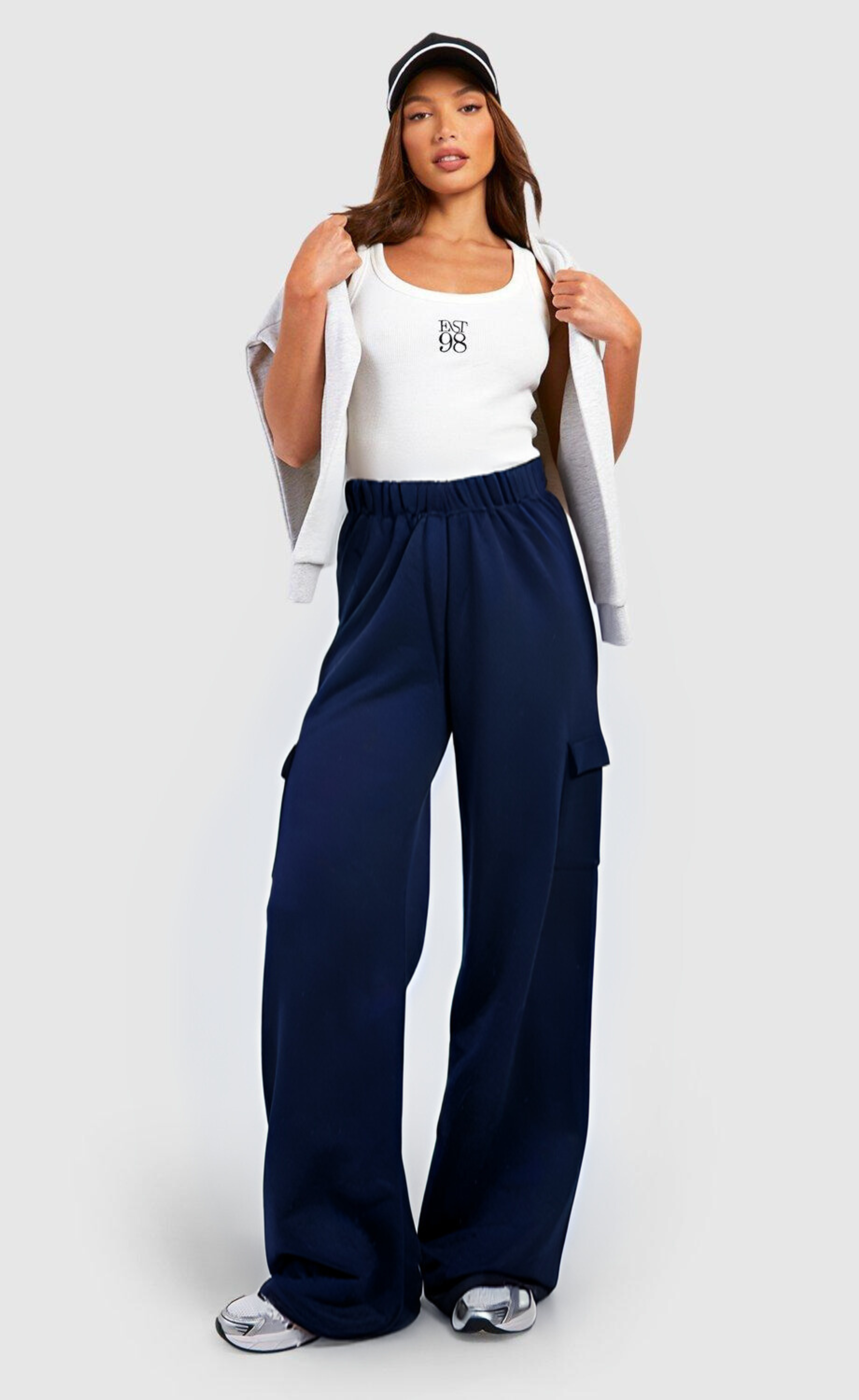 D600 Baggy Wide-Leg Cargo – Navy Blue - Summer Fit