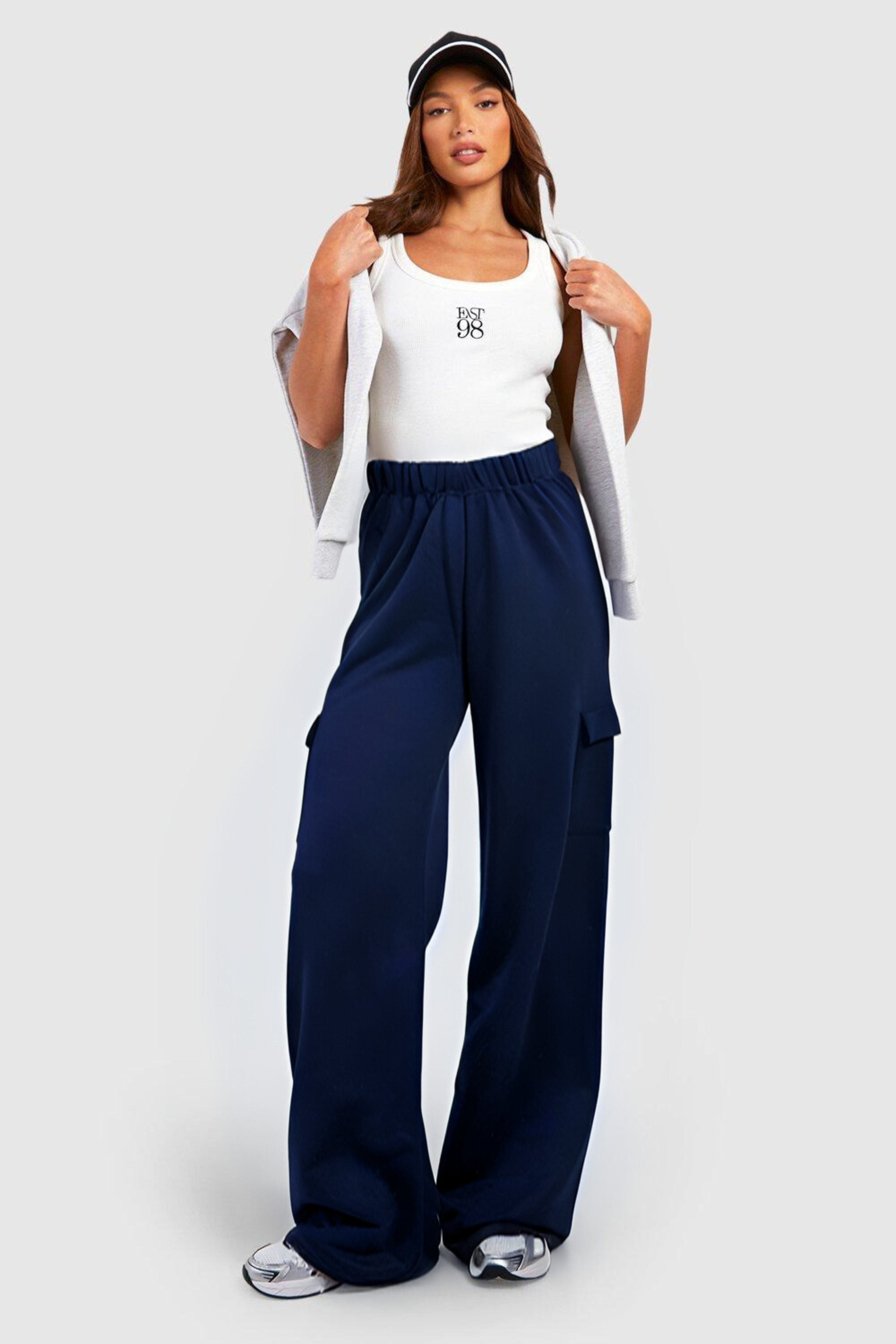 D600 Baggy Wide-Leg Cargo – Navy Blue - Summer Fit