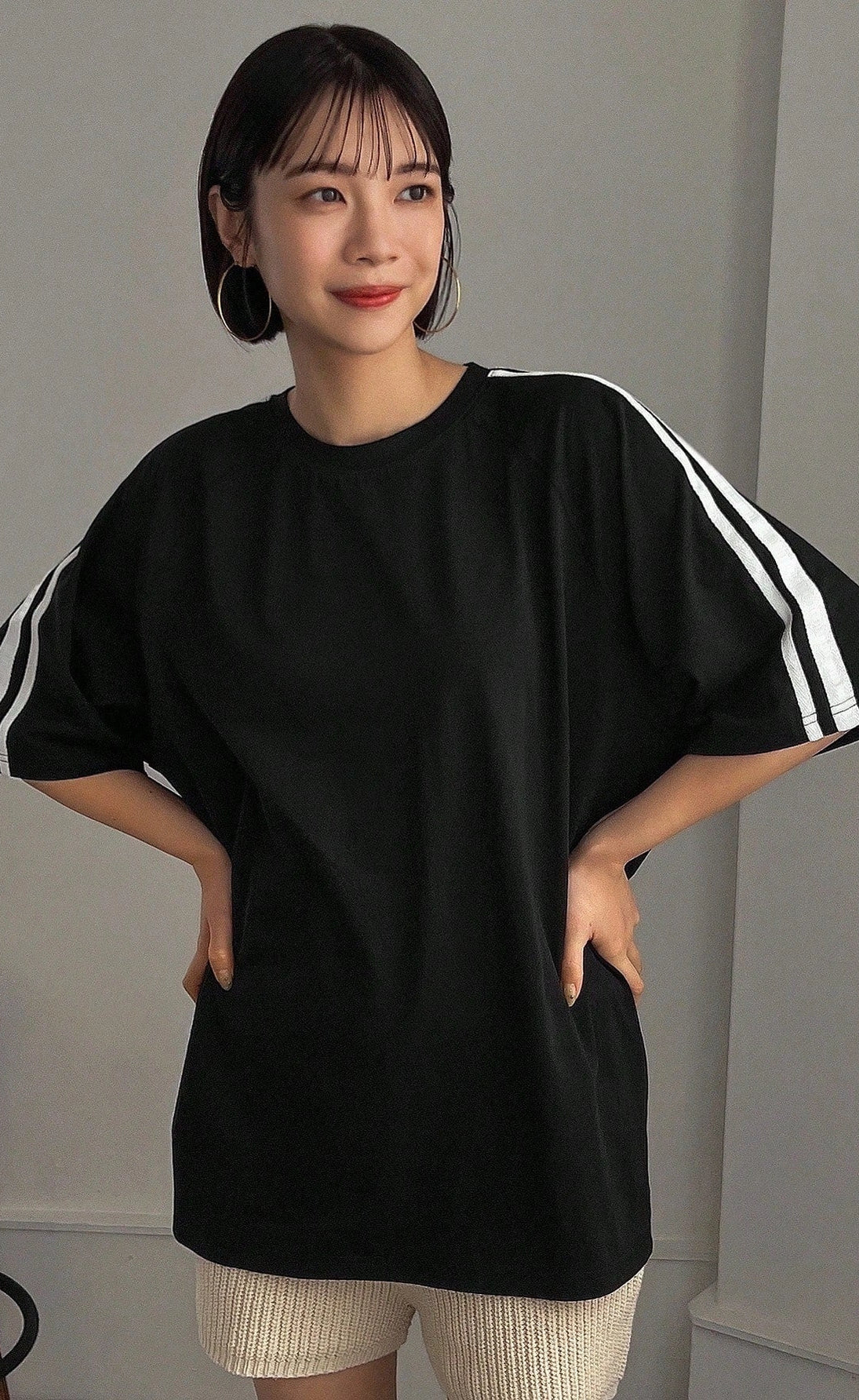 Oversized Stripe T-Shirt - Black