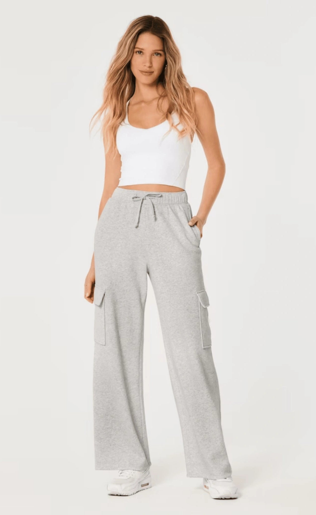 ZARA GREY HIGH WAISTED CARGO SWEATPANT