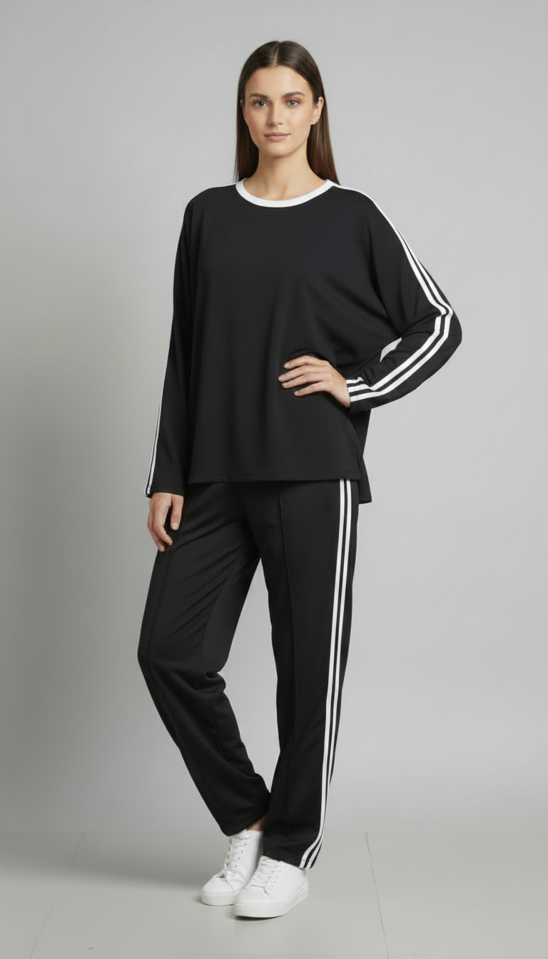 Striped Oversized Top | Black