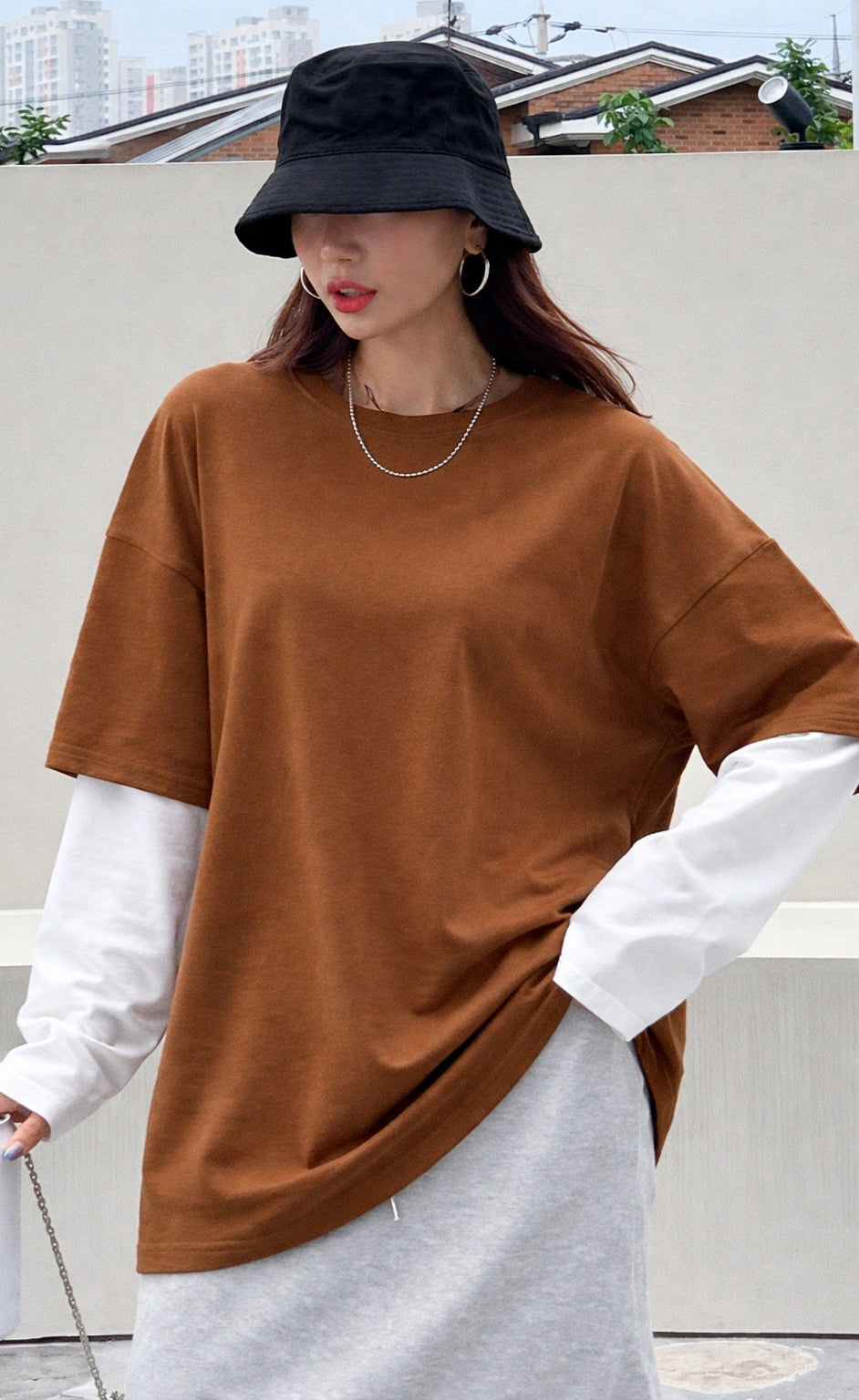 Oversized Layered T-Shirt - Mustard
