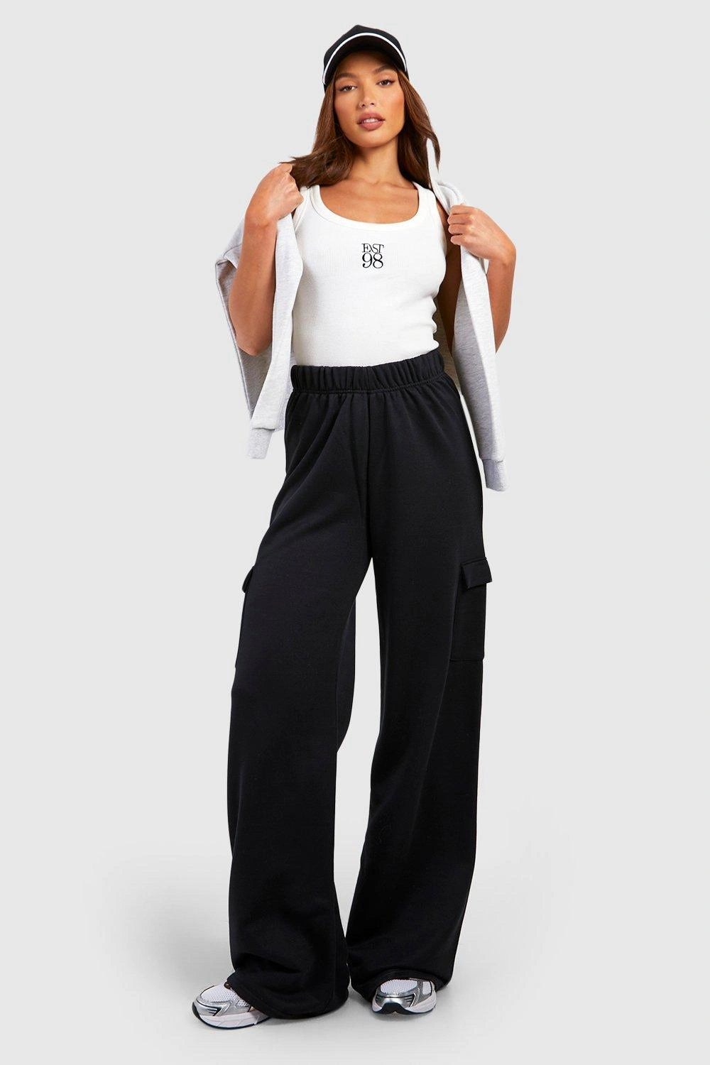 D600 WIDE LEG CARGO TROUSER - BLACK