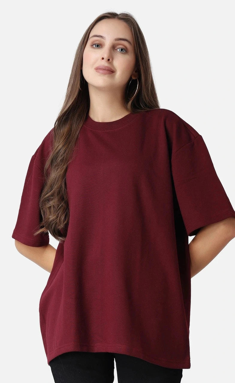 Basic Oversized Tee - Maroon