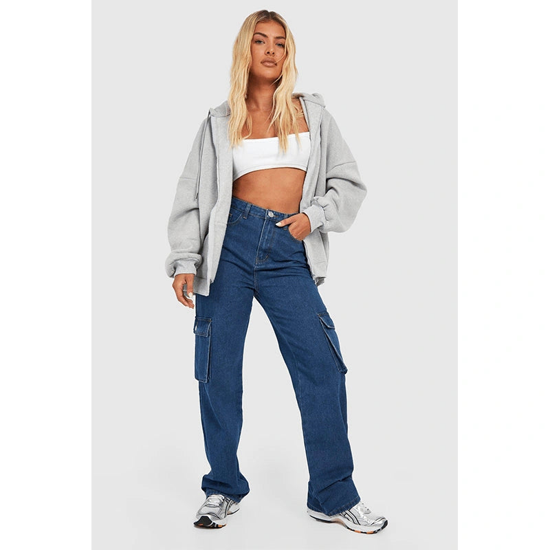 HIGH RISE WIDE LEG CARGO JEANS