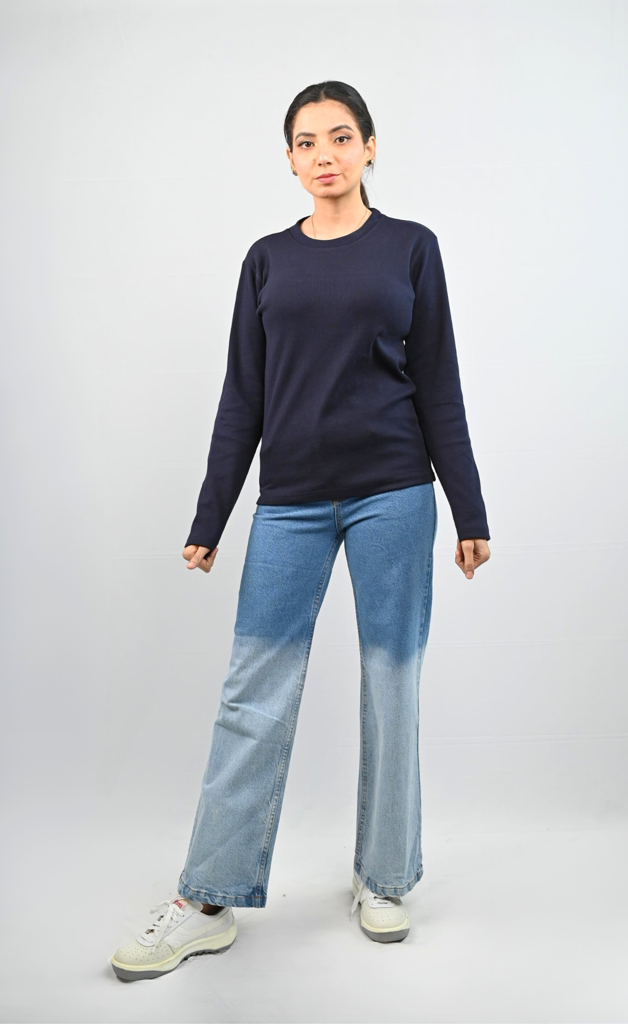 D600 Two-Tone Wide-Leg Jeans