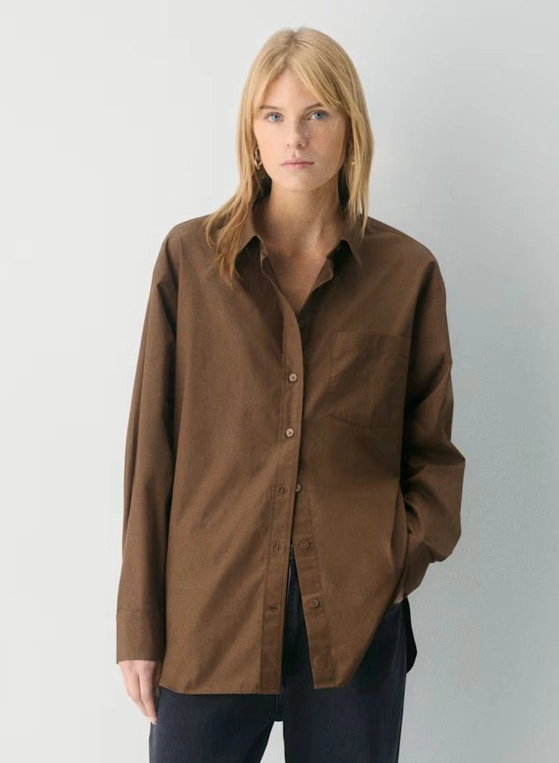 D600 Oversized Essentials Shirt – Dark Brown