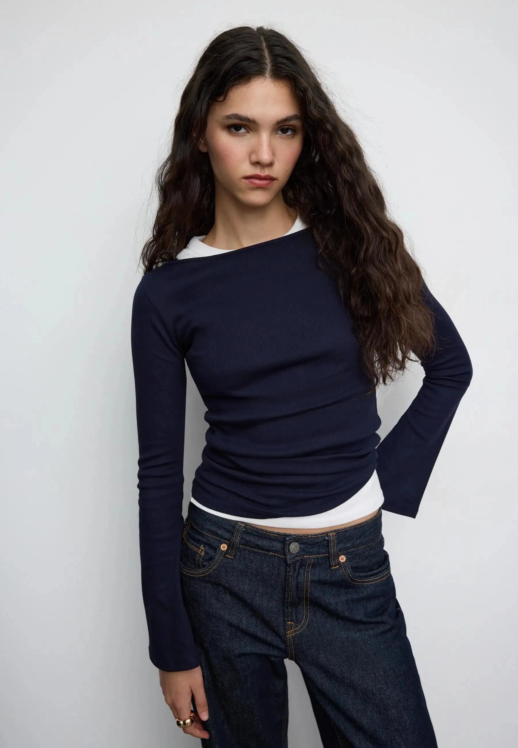 Bell Sleeve T-Shirt - Navy Blue