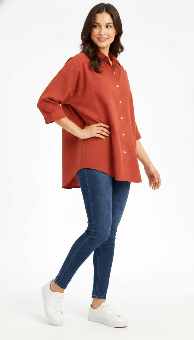 D600 Oversized Essentials Shirt – Mocha Brown