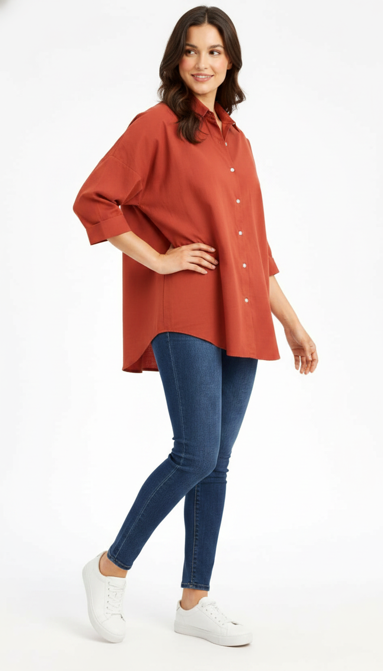 D600 Oversized Essentials Shirt – Mocha Brown