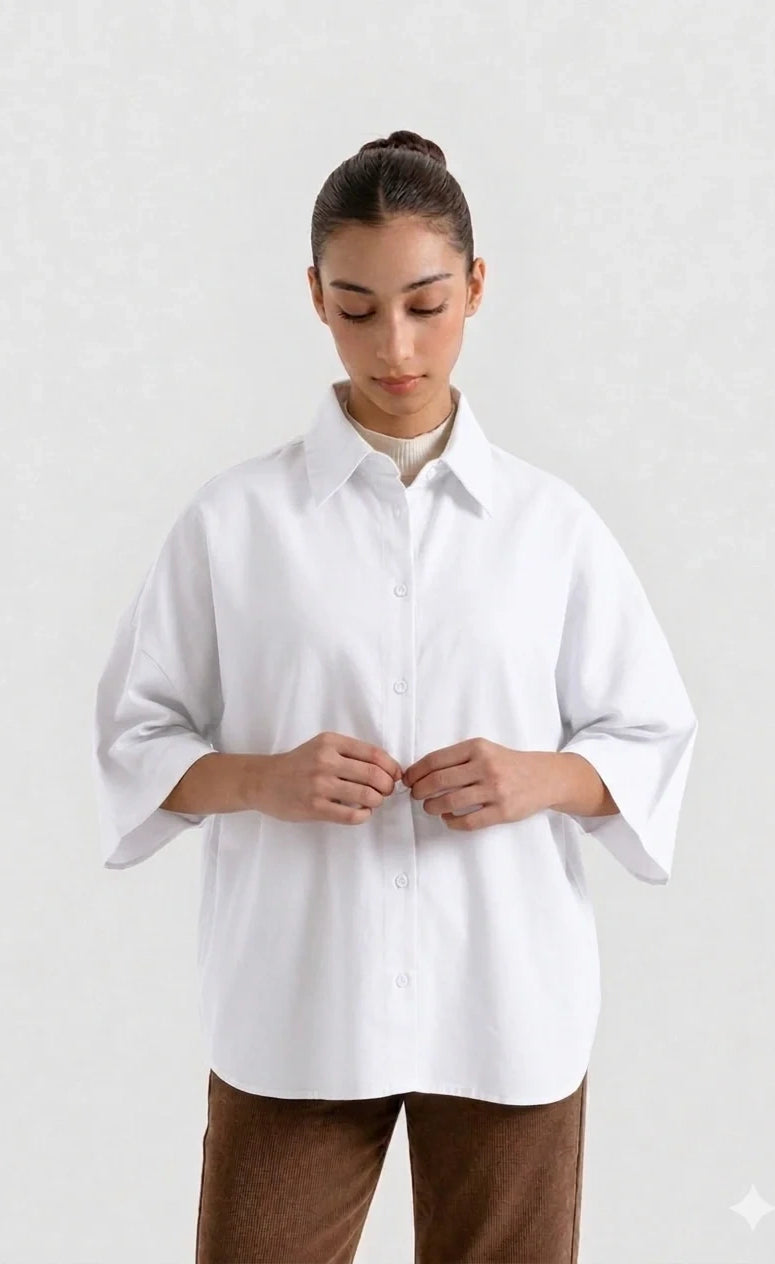 Oversized Button Down Shirt - Off White