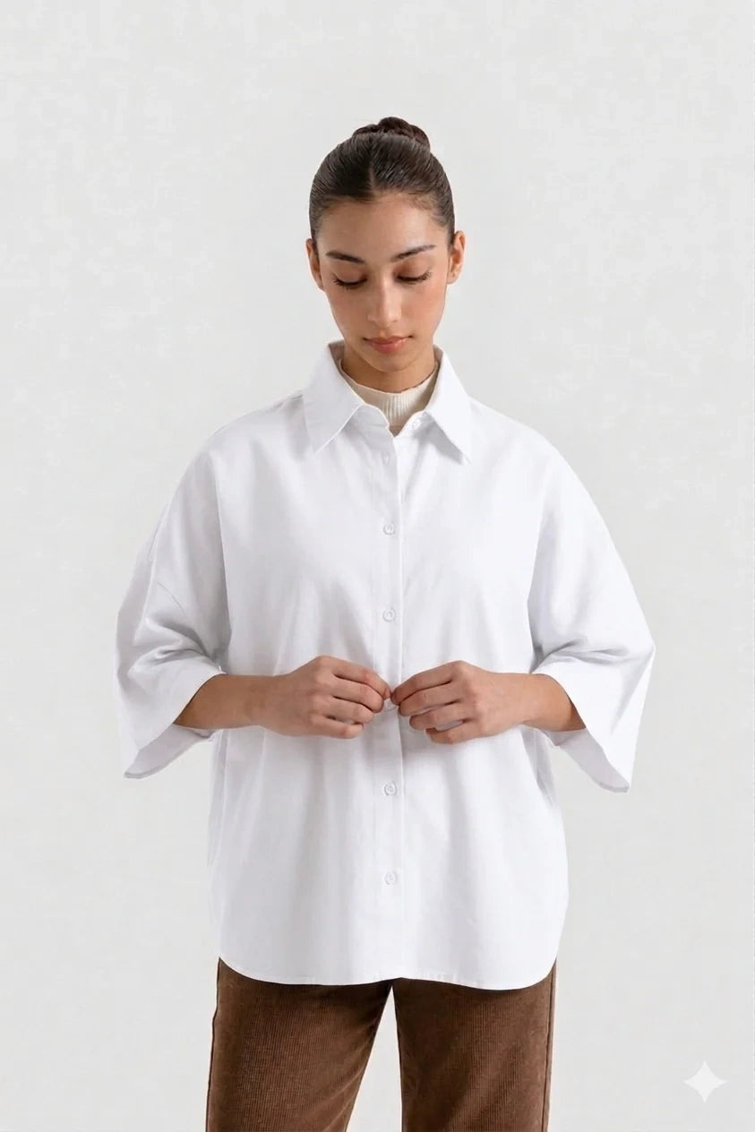 Oversized Button Down Shirt - Off White