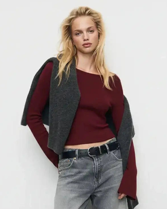 Bell Sleeve T-Shirt - Maroon