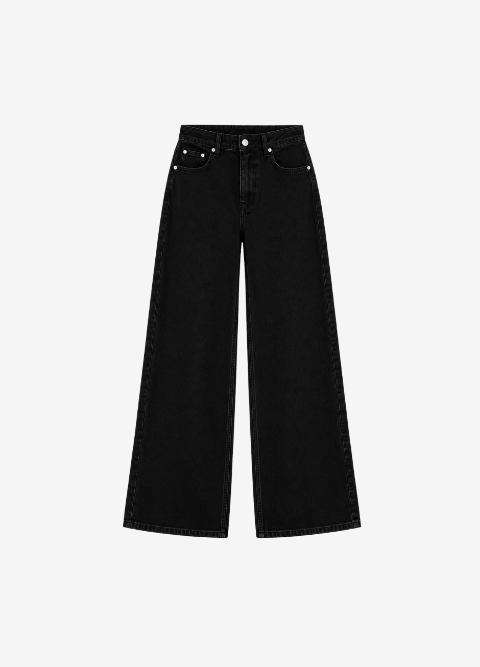 Baggy Palazzo Wide Leg Jeans - Black