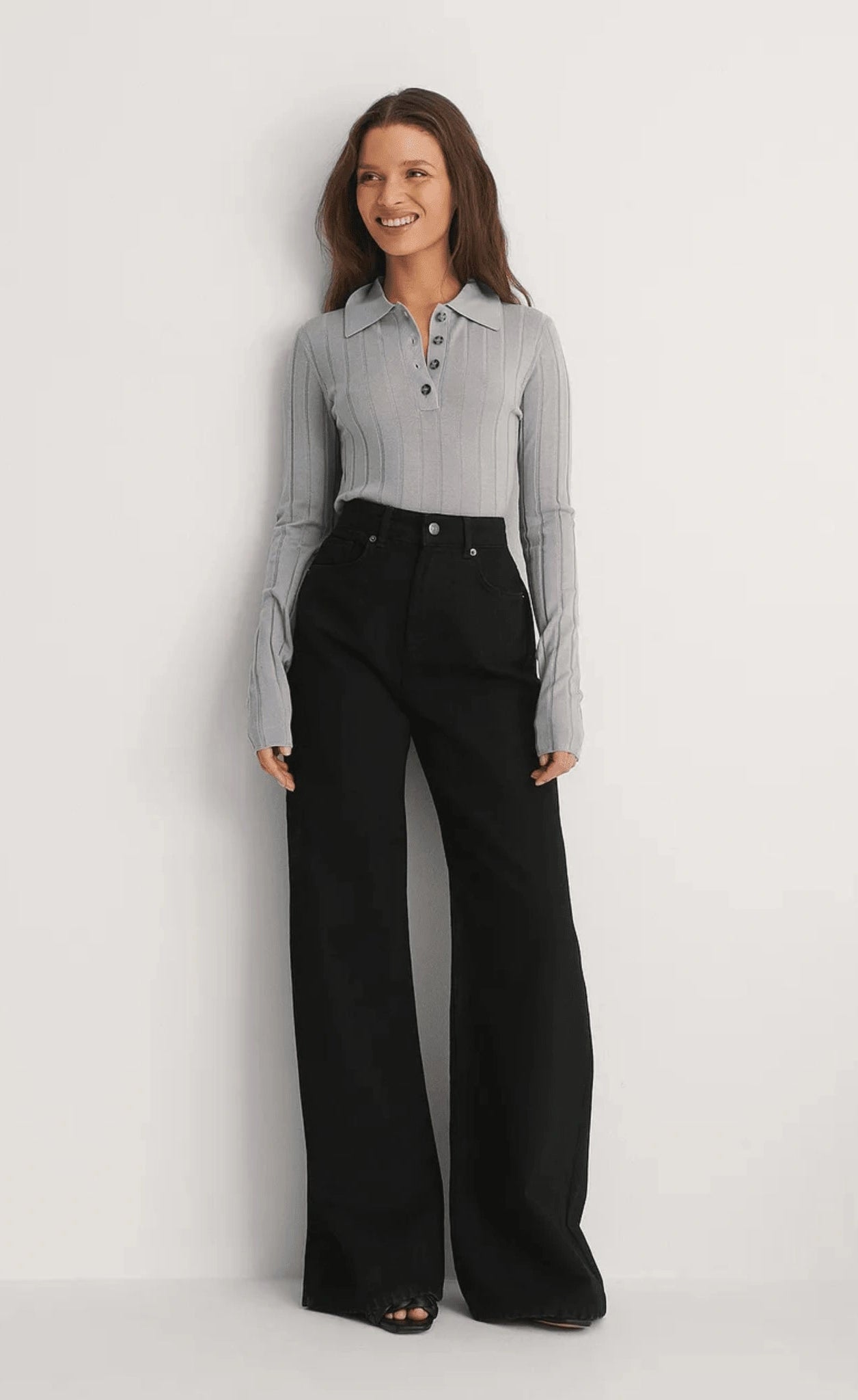 House Denim Organic Soft Rigid Black Wide Jeans