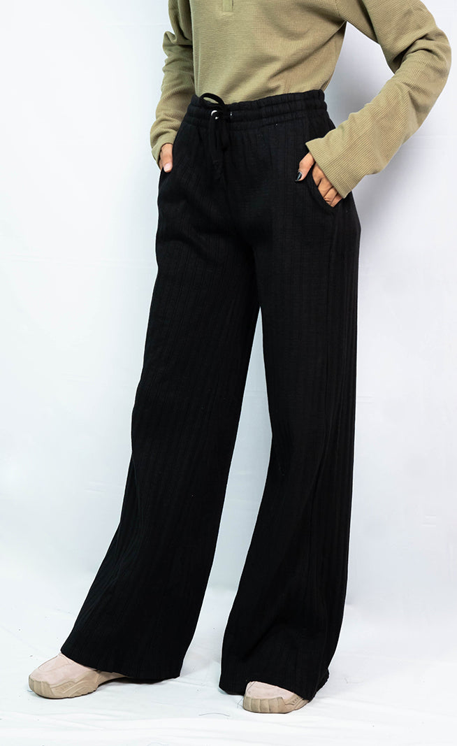 Black Wide Leg High-Waist Sweatpant