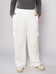 D600 - White Wide Leg Cargo Trousers