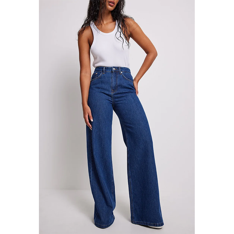 Soft Rigid Blue Wide Jeans