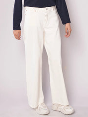 D600 - White High Waist Wide Leg Jeans