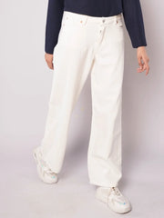 D600 - White High Waist Wide Leg Jeans