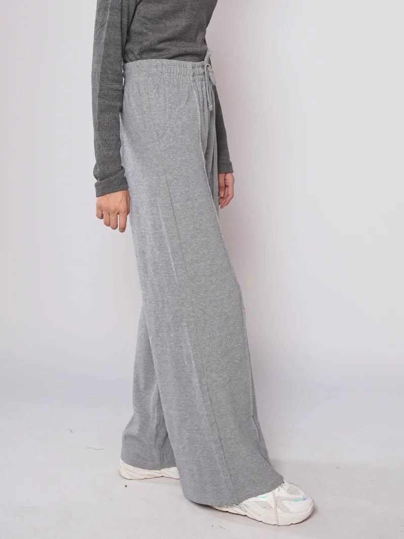 D600 - Grey Wide Leg Seam Trousers