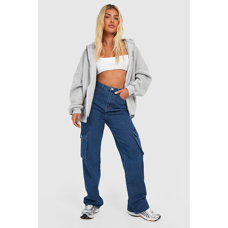 HIGH RISE WIDE LEG CARGO JEANS