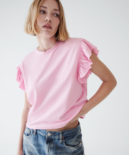 ZARA PINK RUFFLED TOP