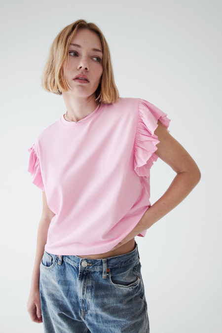 ZARA PINK RUFFLED TOP