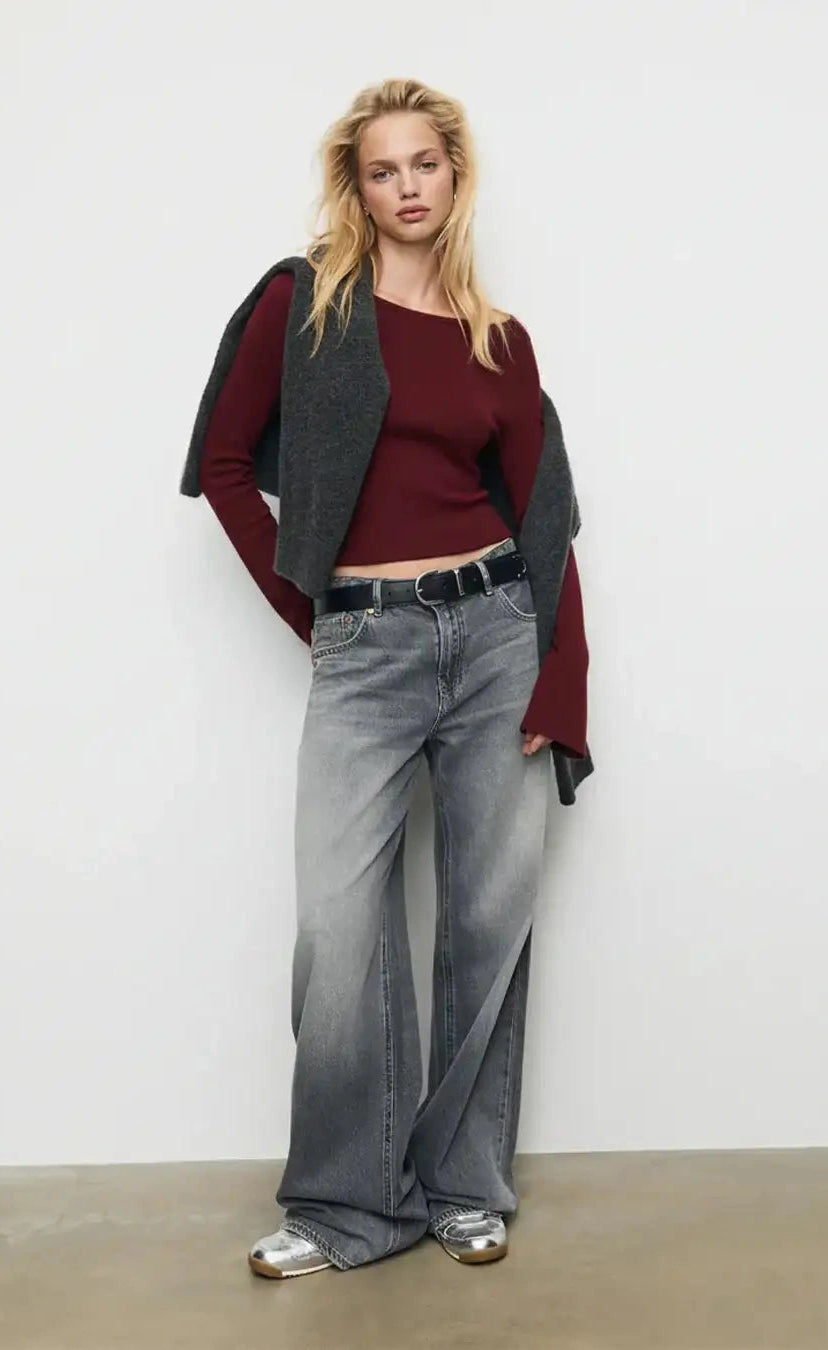 Bell Sleeve T-Shirt - Maroon