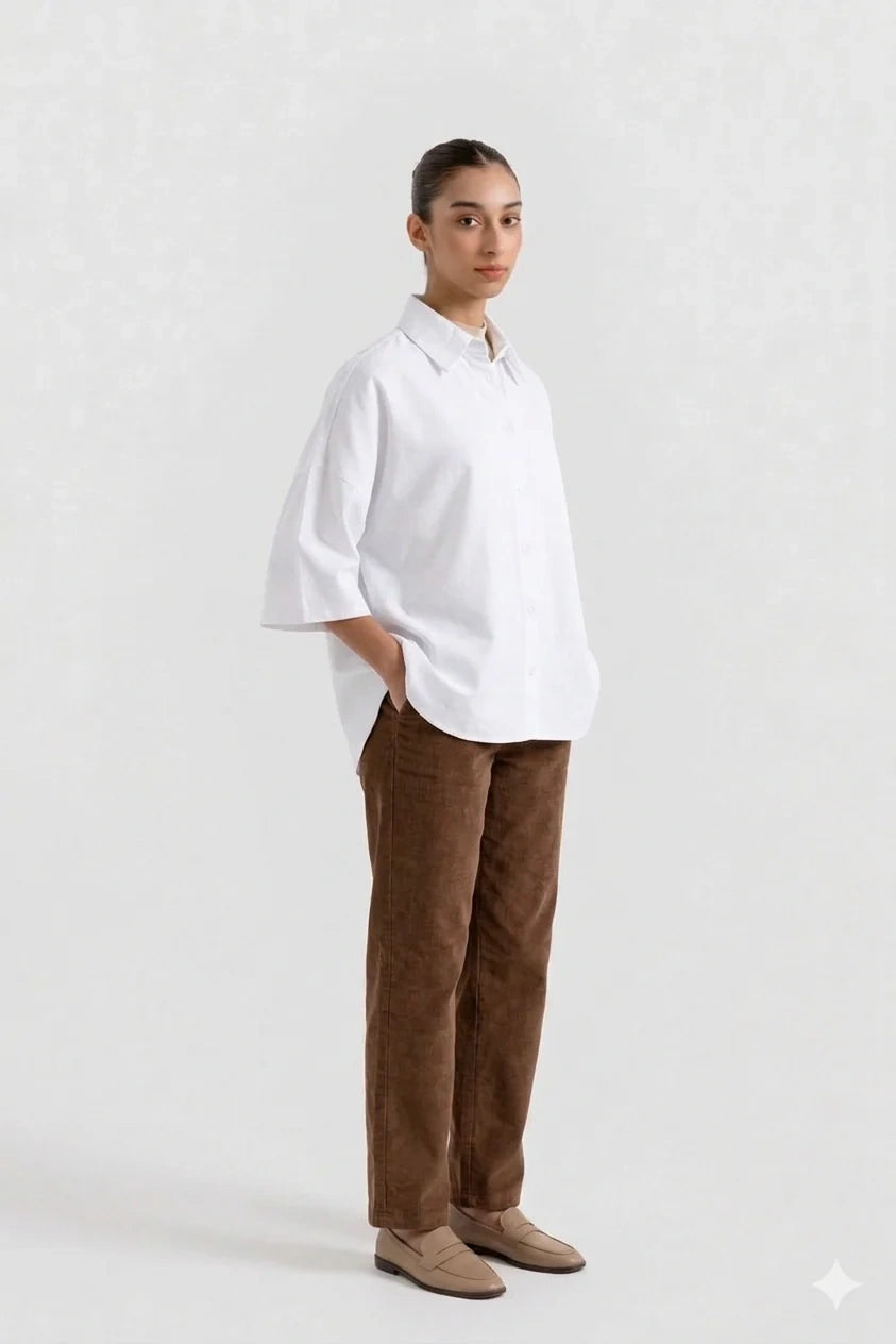 Oversized Button Down Shirt - Off White