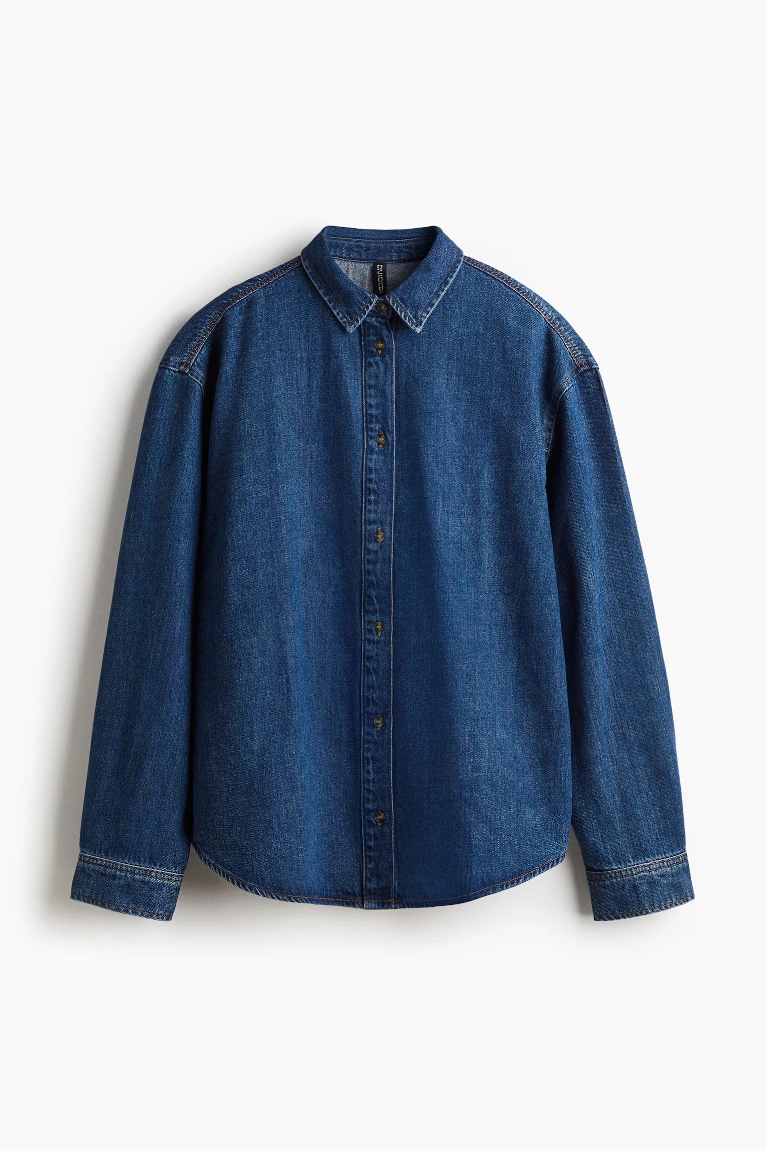 D600 Oversized Essentials Denim Shirt – Mid Blue (MINOR FAULT)