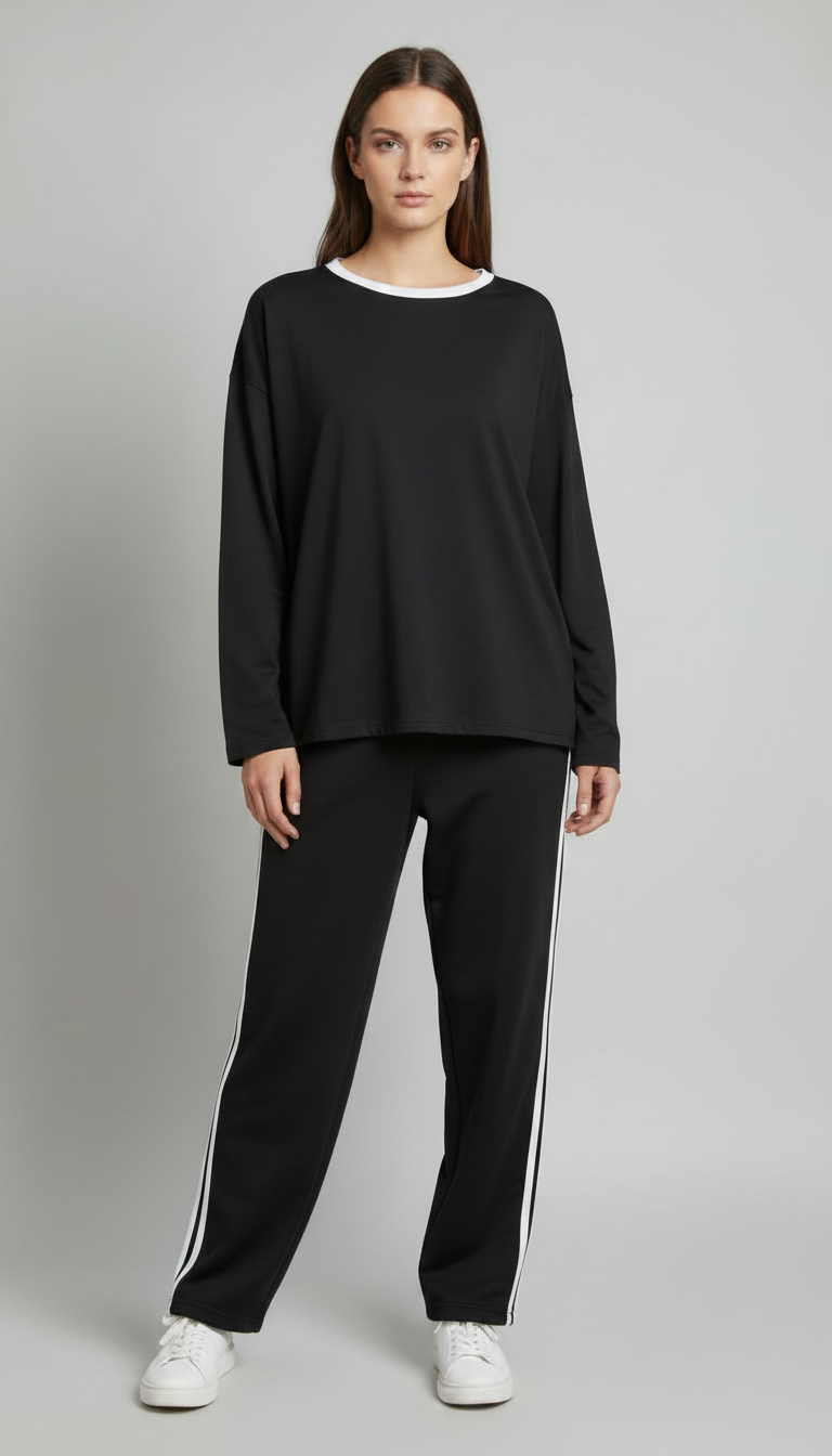 Striped Oversized Top | Black