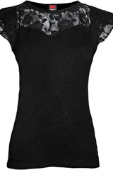 Lace Shoulder Half Sleeves Top - (Short Sleeves)